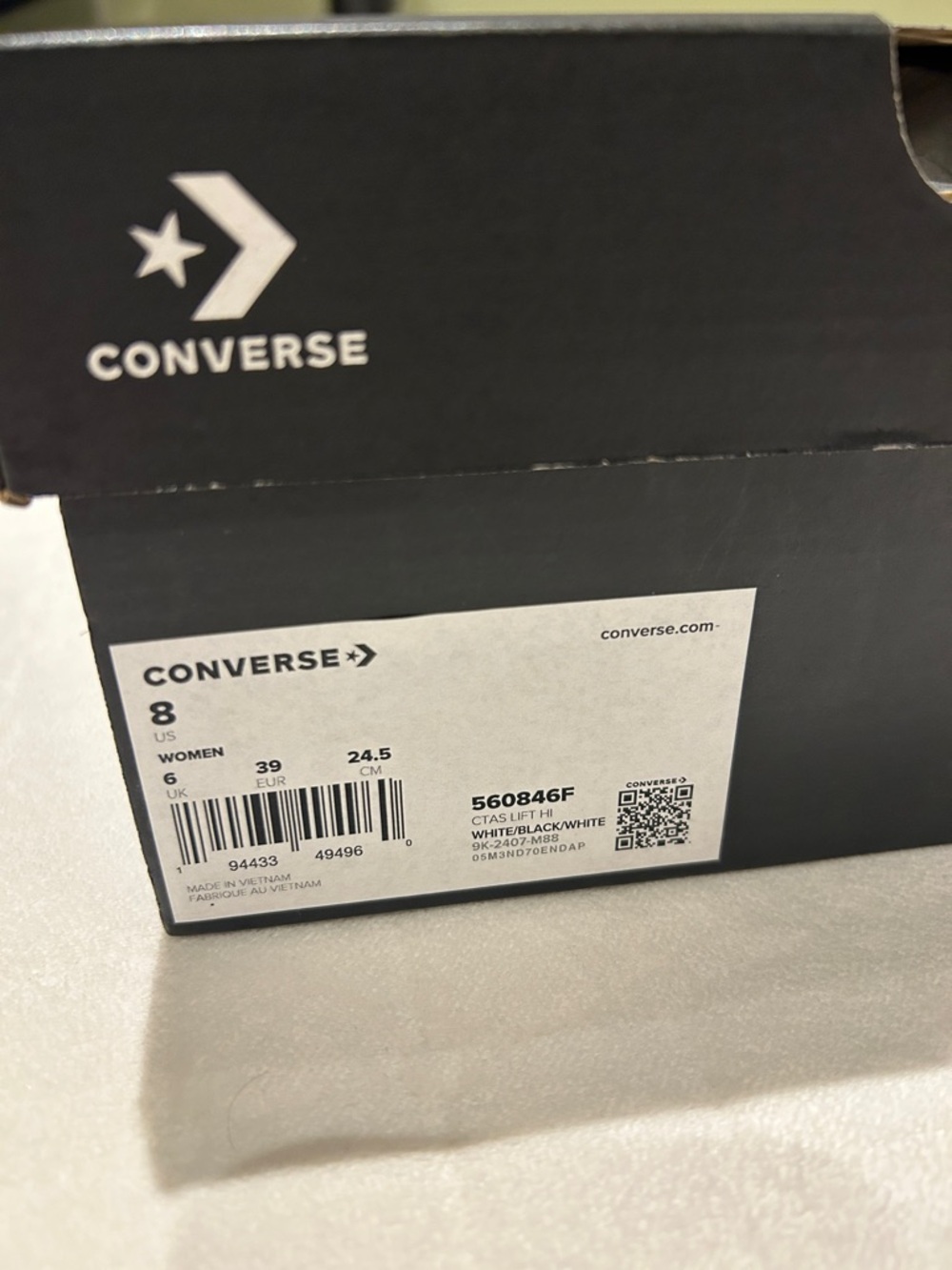Converse Chuck Taylor All Star Lift Platform Hightop Shoes | White Black | 8 - Picture 7 of 8